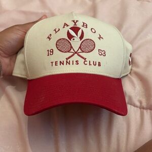 PLAYBOY Two-Tone Tennis Club Cap - Red & Cream